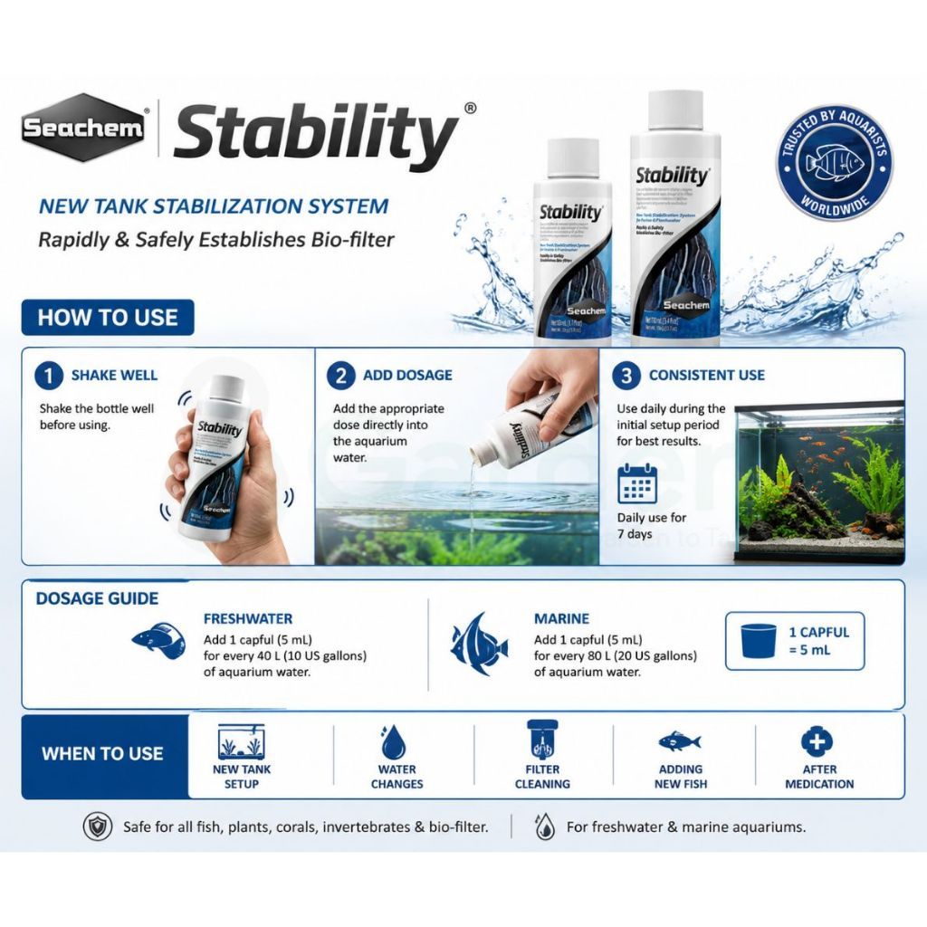 Seachem Stability Aquarium Beneficial Bacteria – 50ml / 100ml – product information