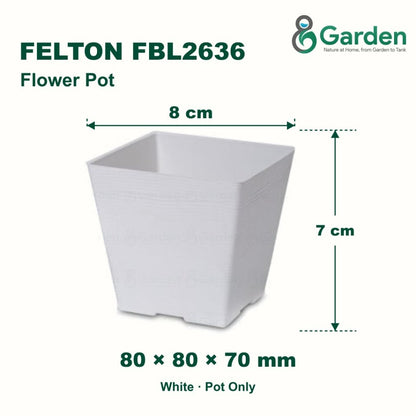 Felton FBL2636 Square Plastic Flower Pot 8cm – product and size guide