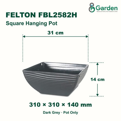 Felton FBL2582H Square Plastic Flower Pot 31cm – product and size guide