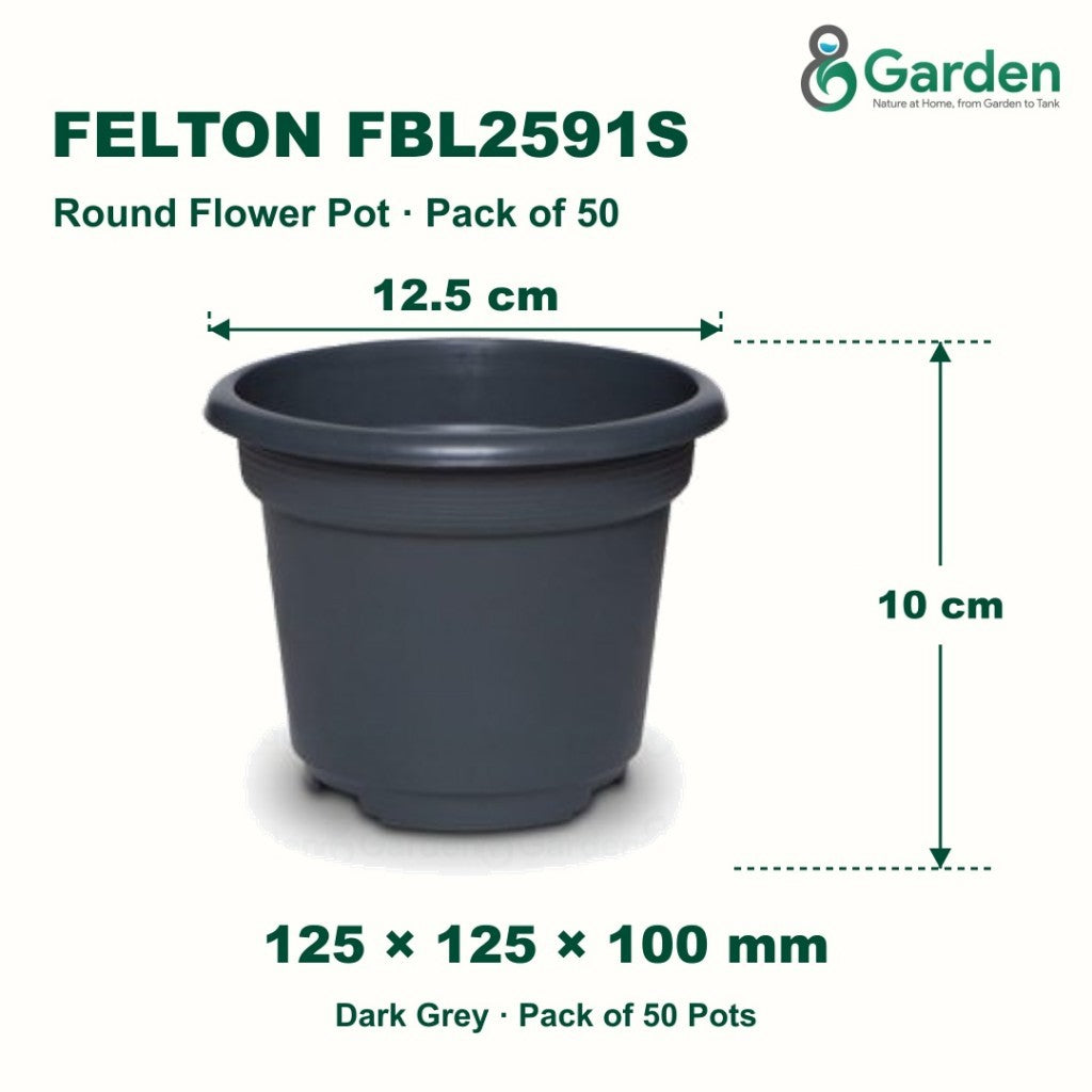 Felton FBL2591S Round Plastic Flower Pot 12.5cm – Pack of 50 – product guide