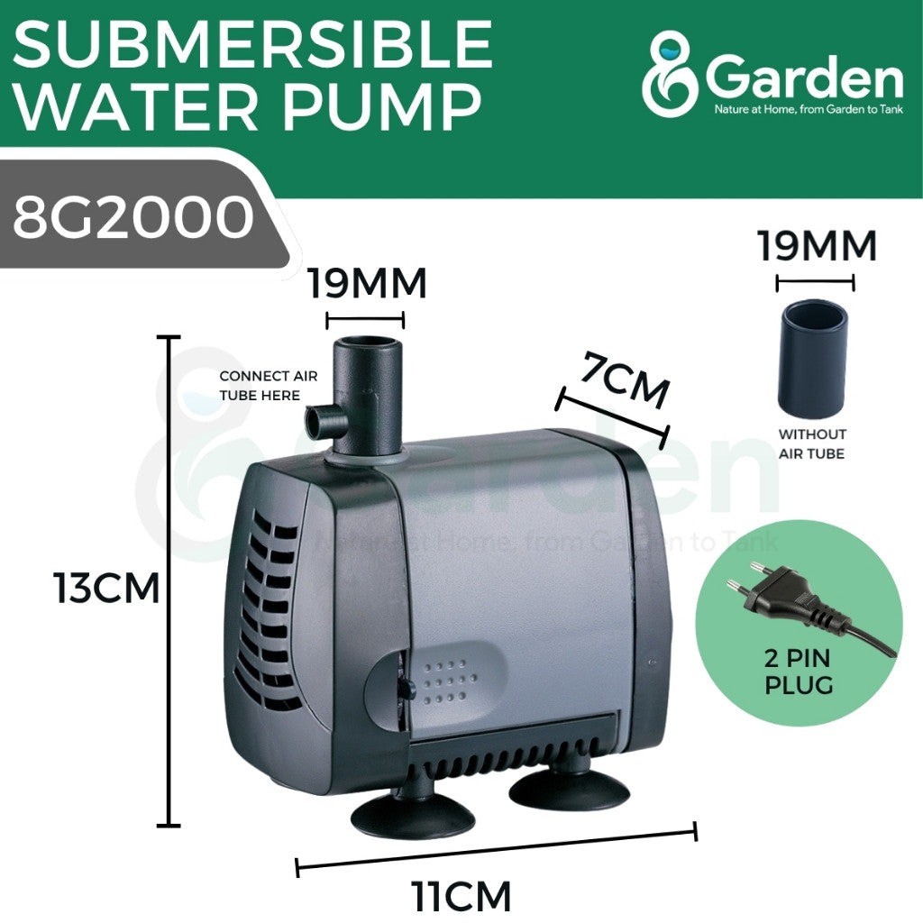 8Garden Submersible Water Pump – 2000 L/h pump dimensions