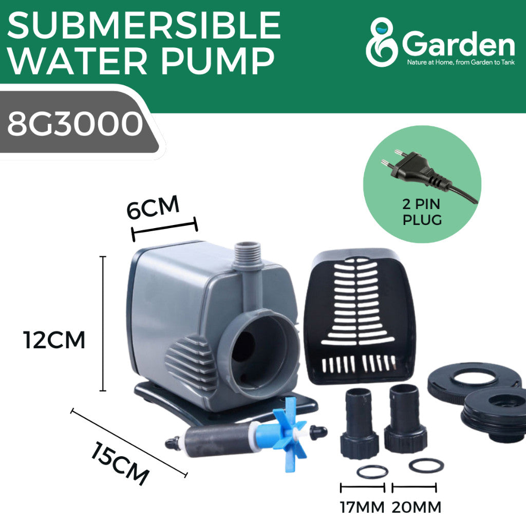 8Garden Submersible Water Pump – 3000 L/h pump dimensions