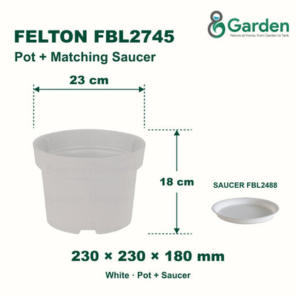 Felton FBL2745 Round Plastic Flower Pot 23cm – product and size guide