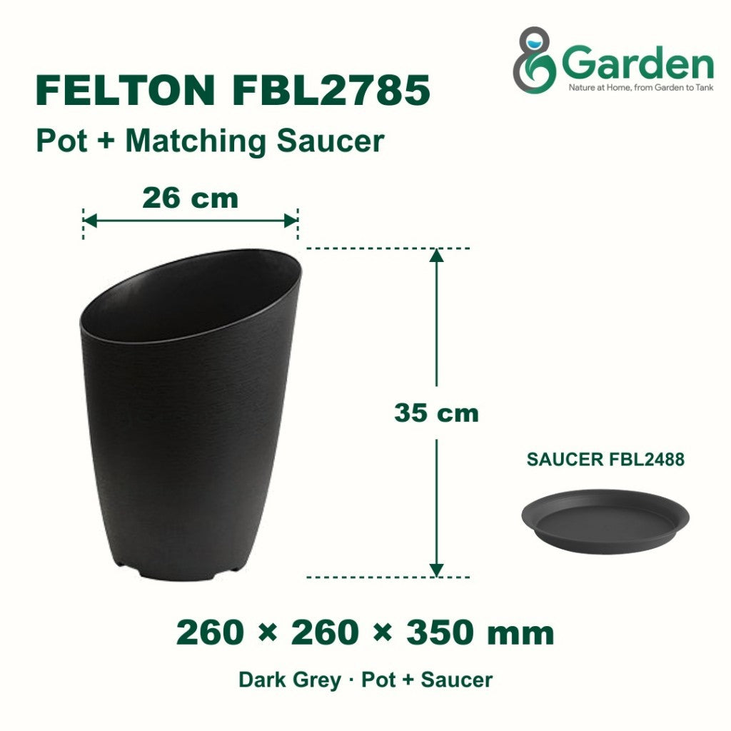 Felton FBL2785 Round Plastic Flower Pot 26cm – product and size guide