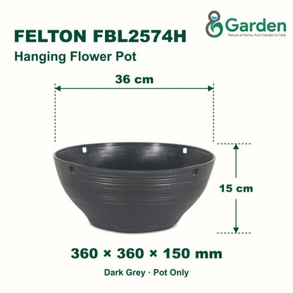 Felton FBL2574H Round Plastic Flower Pot 36cm – product and size guide