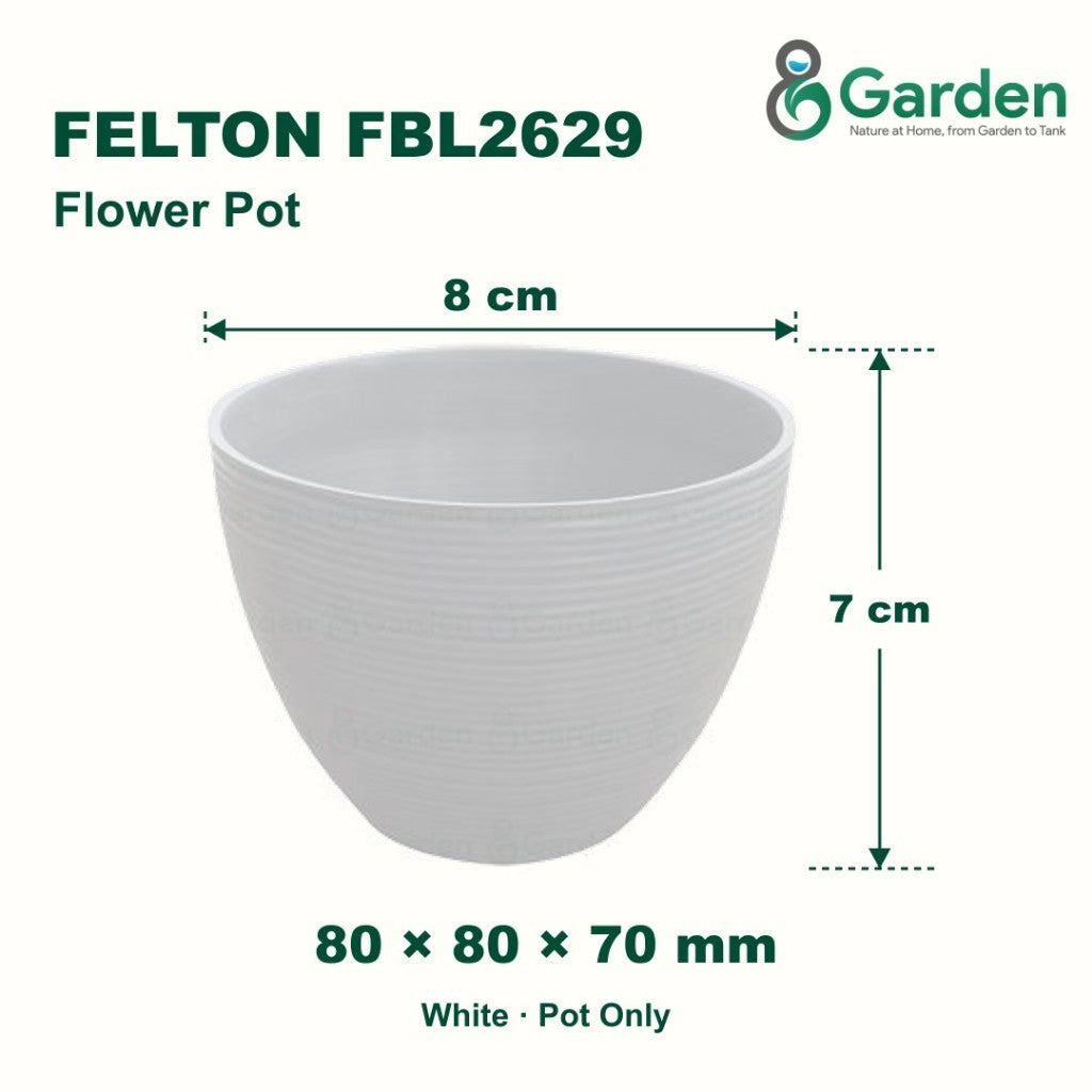 Felton FBL2629 Round Plastic Flower Pot 8cm – product and size guide