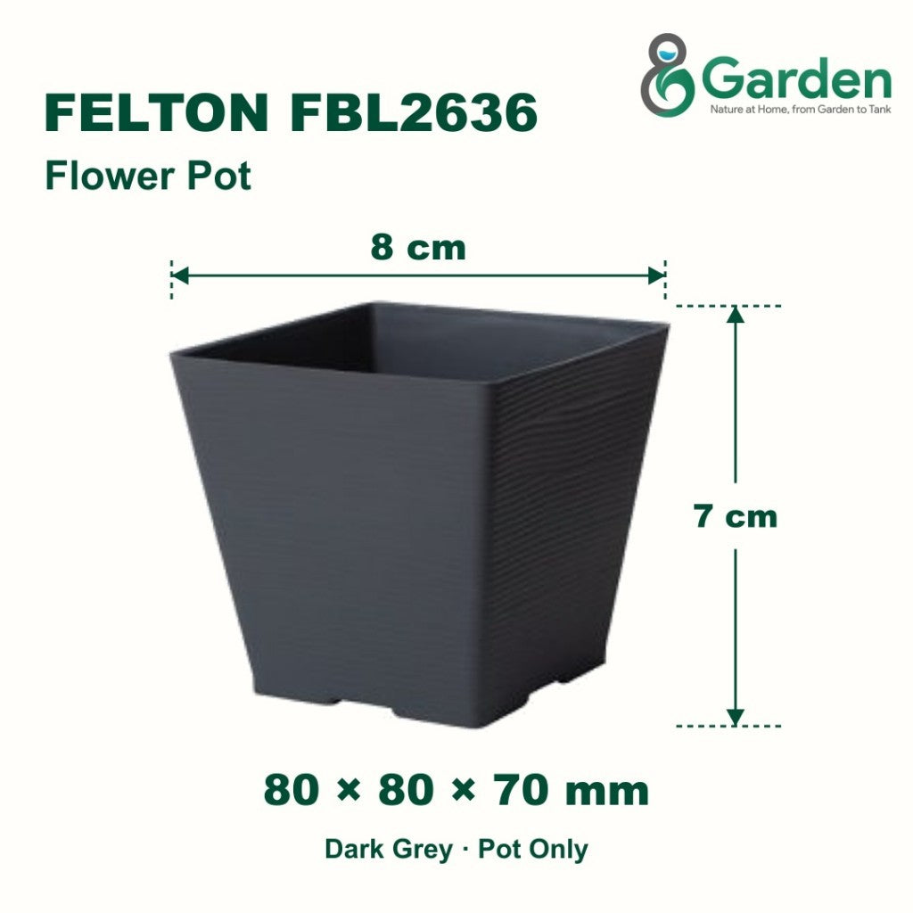 Felton FBL2636 Square Plastic Flower Pot 8cm – product and size guide