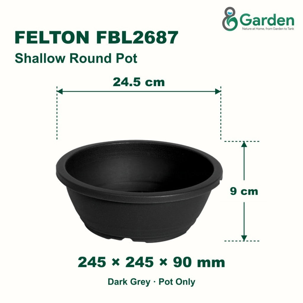 Felton FBL2687 Round Plastic Flower Pot 24.5cm – product and size guide