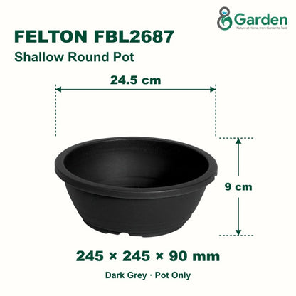 Felton FBL2687 Round Plastic Flower Pot 24.5cm – product and size guide