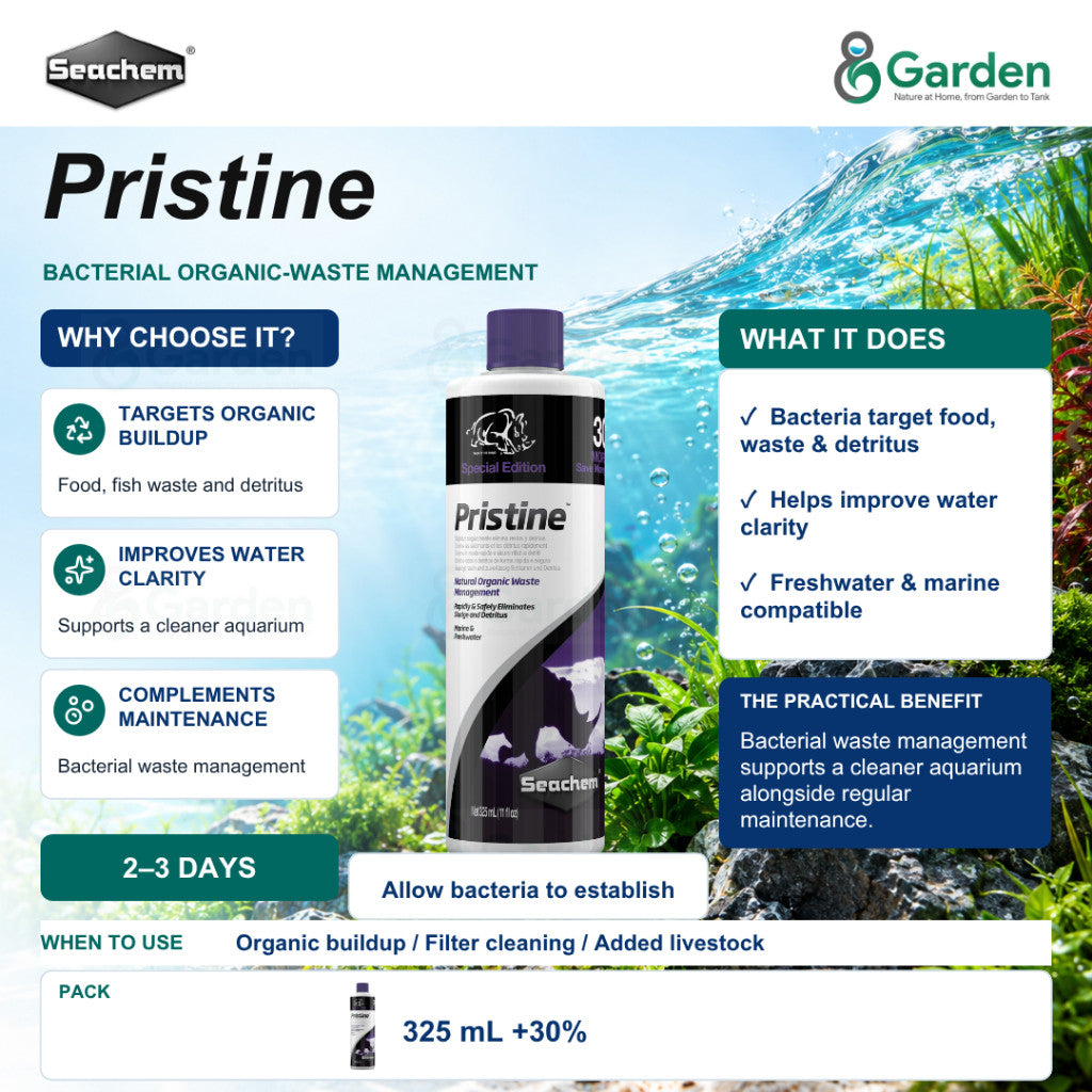Seachem Pristine Aquarium Waste-Reducing Bacteria – 325 mL – product information