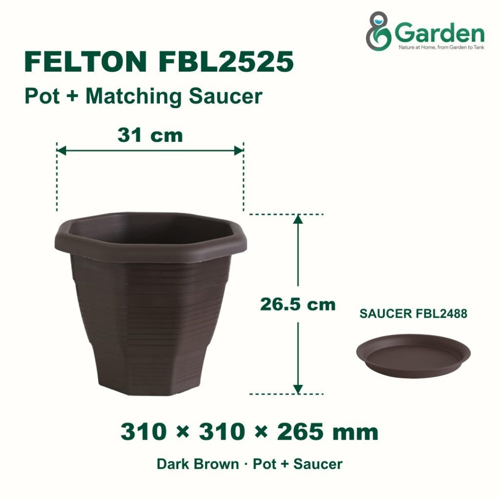 Felton FBL2525 Hexagonal Plastic Flower Pot 31cm – product guide