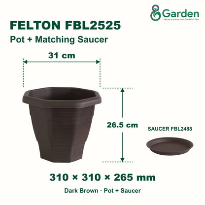 Felton FBL2525 Hexagonal Plastic Flower Pot 31cm – product guide