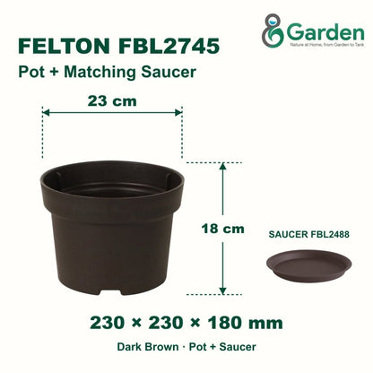 Felton FBL2745 Round Plastic Flower Pot 23cm – product and size guide