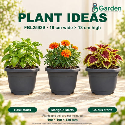 Felton FBL2593S Round Plastic Flower Pot 19cm – Pack of 50 – product and size guide