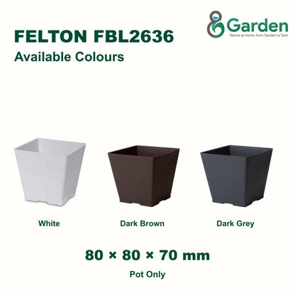 Felton FBL2636 Square Plastic Flower Pot 8cm – product and size guide