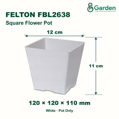 Felton FBL2638 Square Plastic Flower Pot 12cm – product and size guide