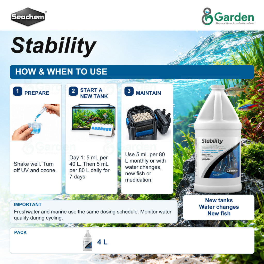 Seachem Stability Aquarium Beneficial Bacteria – 4 L – product information