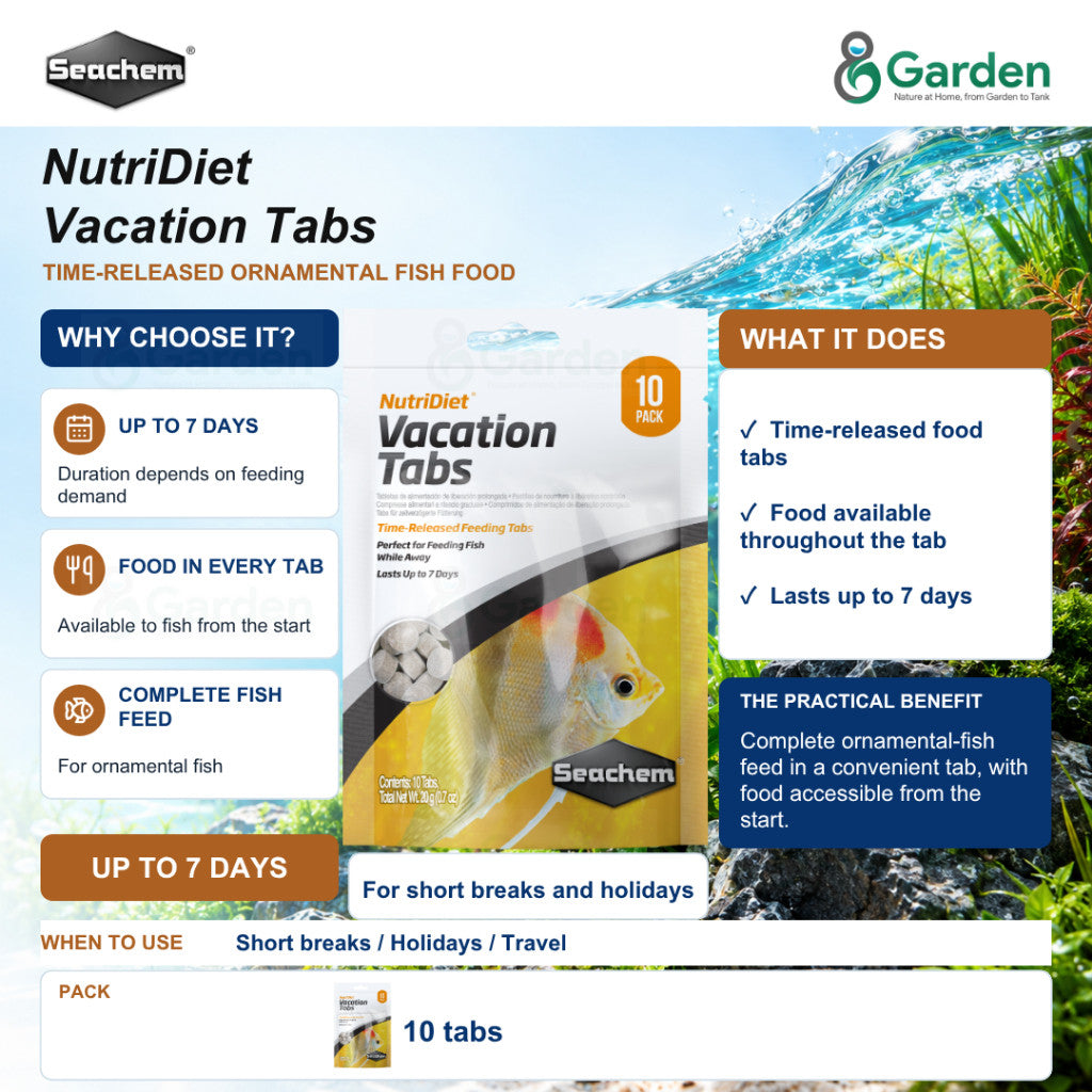 Seachem NutriDiet Vacation Tabs Holiday Fish Food 10 Tabs – product information
