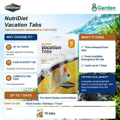 Seachem NutriDiet Vacation Tabs Holiday Fish Food 10 Tabs – product information