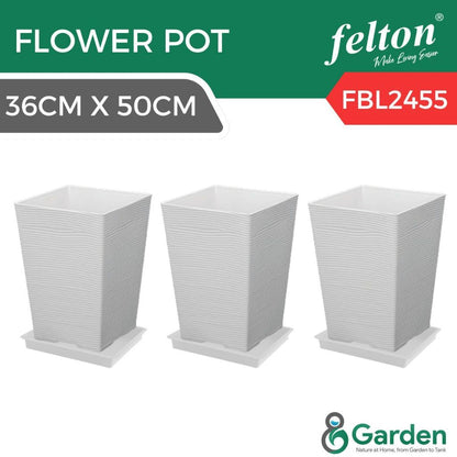 Felton FBL2453 Square Plastic Flower Pot 25.2cm – product and size guide