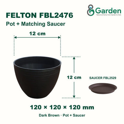 Felton FBL2476 Round Plastic Flower Pot 12cm – product and size guide