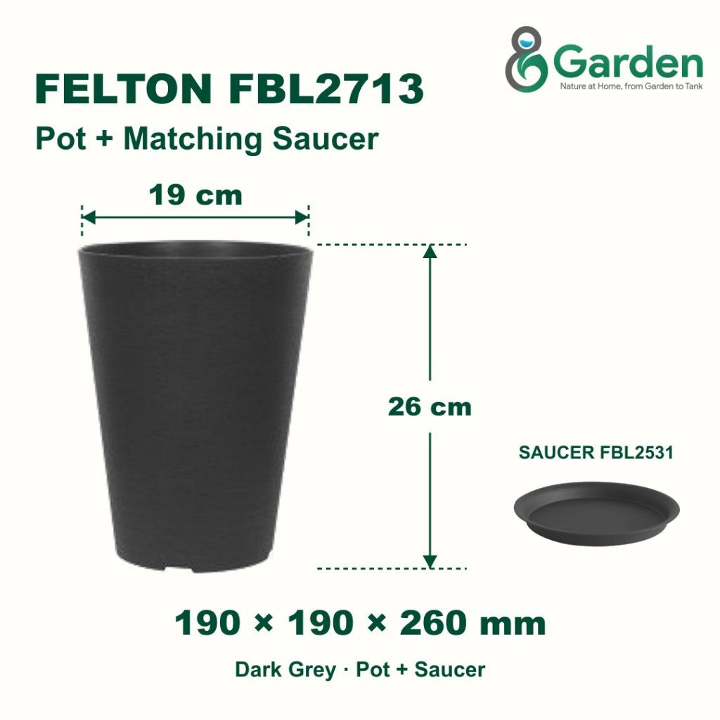 Felton FBL2713 Round Plastic Flower Pot 19cm – product and size guide