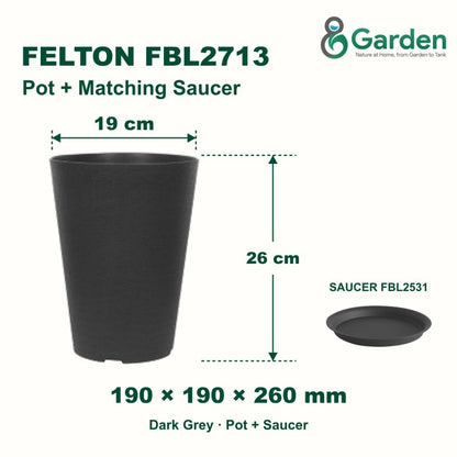 Felton FBL2713 Round Plastic Flower Pot 19cm – product and size guide