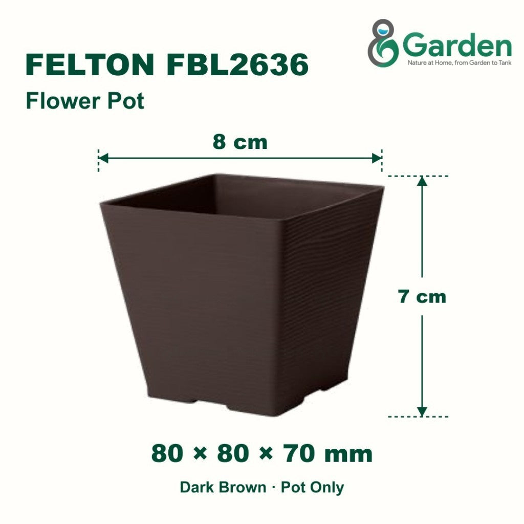 Felton FBL2636 Square Plastic Flower Pot 8cm – product and size guide