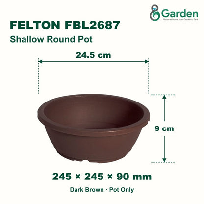 Felton FBL2687 Round Plastic Flower Pot 24.5cm – product and size guide