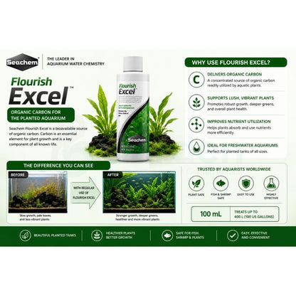 Seachem Flourish Excel Liquid Carbon for Planted Aquariums – 100 mL – product information