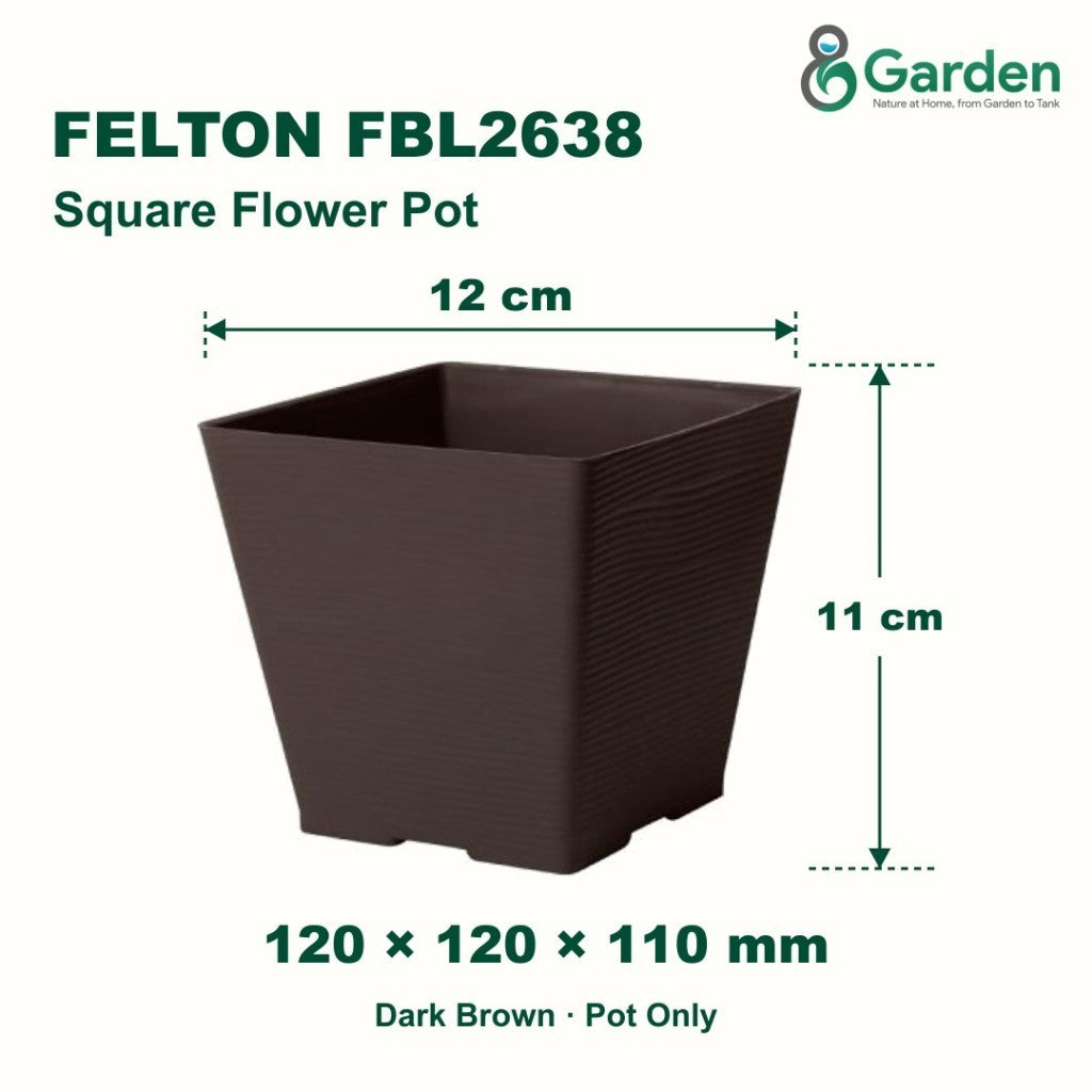 Felton FBL2638 Square Plastic Flower Pot 12cm – product and size guide