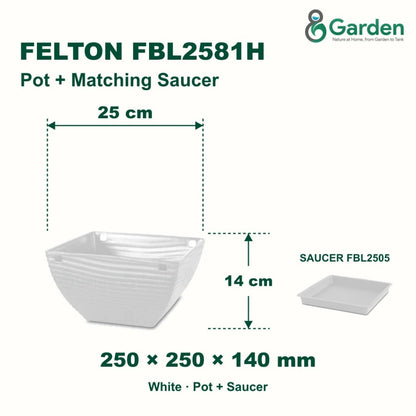 Felton FBL2581H Square Plastic Flower Pot 25cm – product and size guide