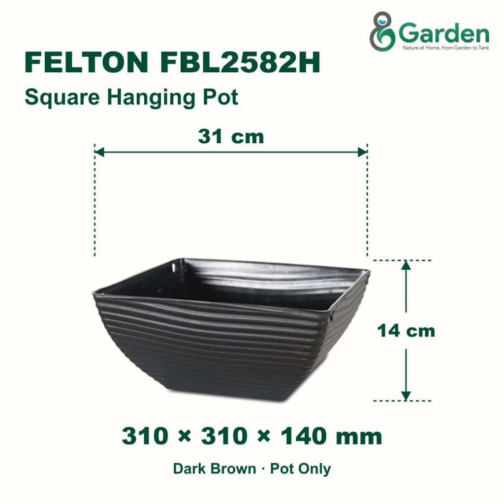 Felton FBL2582H Square Plastic Flower Pot 31cm – product and size guide