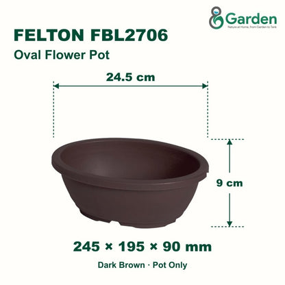 Felton FBL2706 Oval Plastic Flower Pot 24.5cm – product and size guide