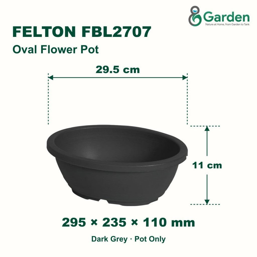 Felton FBL2707 Oval Plastic Flower Pot 29.5cm – product and size guide