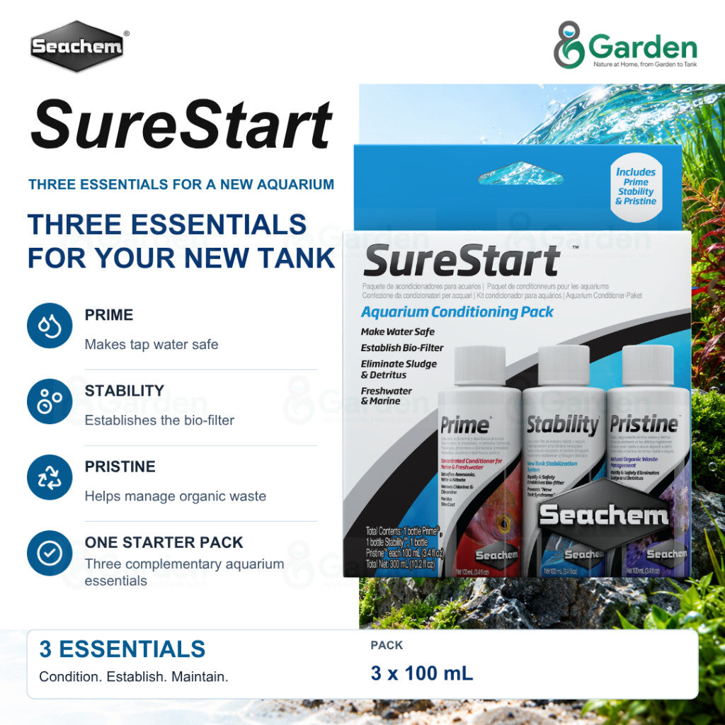 Seachem SureStart Aquarium Starter Pack 3 × 100 mL – product information
