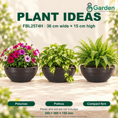 Felton FBL2574H Round Plastic Flower Pot 36cm – product and size guide