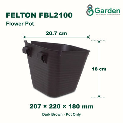 Felton FBL2100 Round Plastic Flower Pot 20.7cm – product and size guide
