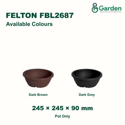 Felton FBL2687 Round Plastic Flower Pot 24.5cm – product and size guide