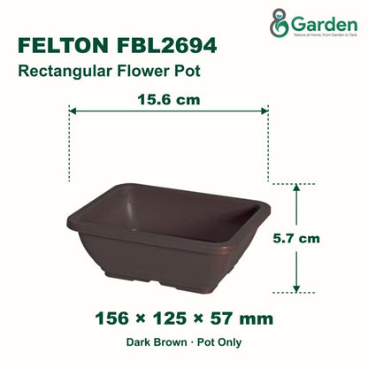 Felton FBL2694 Rectangular Plastic Flower Pot 15.6cm – product and size guide