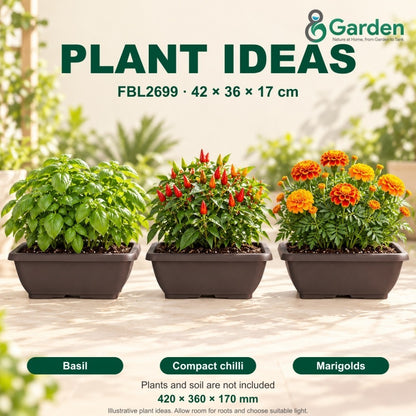 Felton FBL2699 Rectangular Plastic Flower Pot 42cm – product and size guide