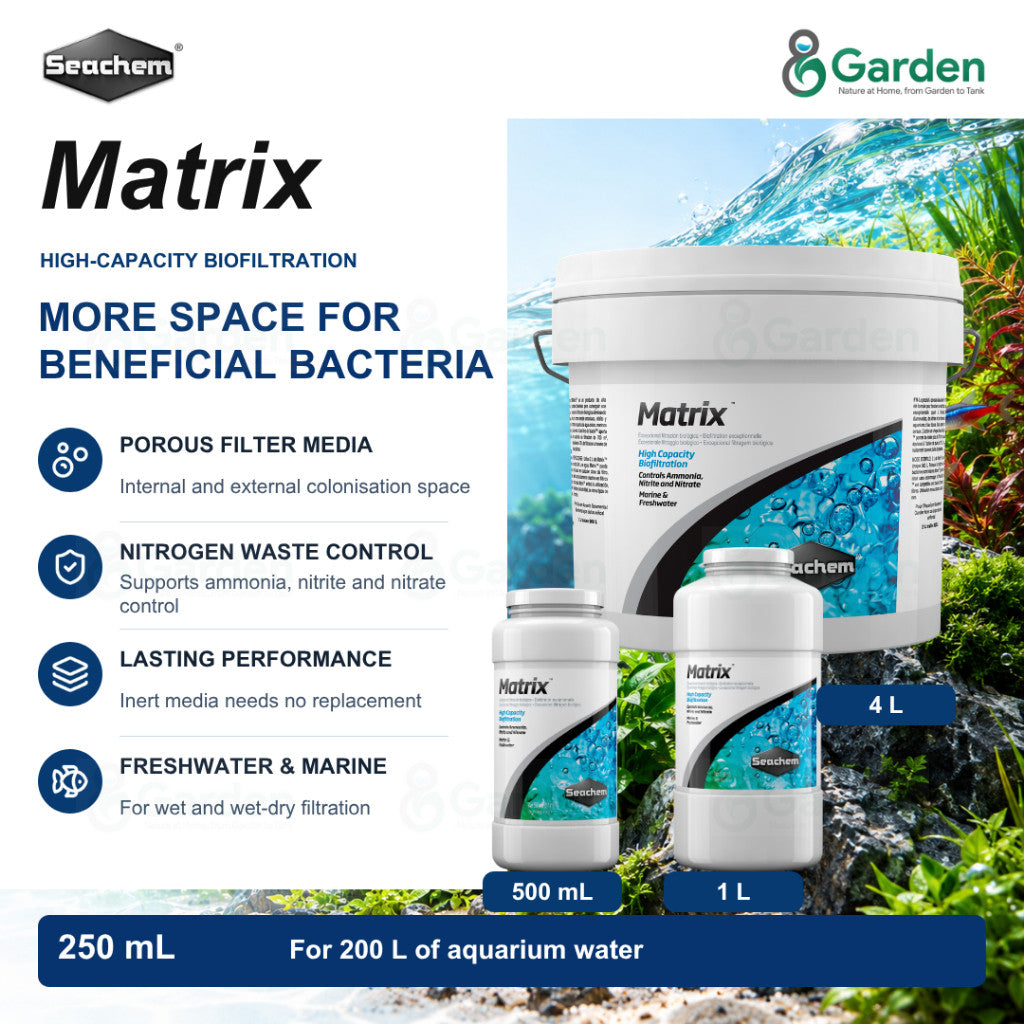 Seachem Matrix Biological Aquarium Filter Media – 500 mL / 1 L / 4 L – product information