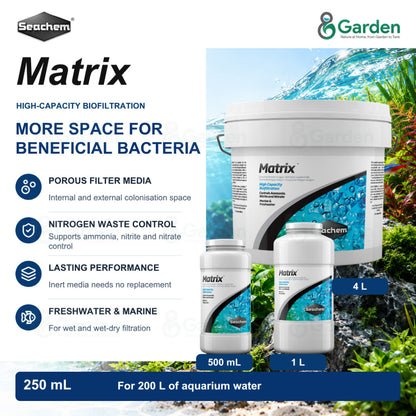 Seachem Matrix Biological Aquarium Filter Media – 500 mL / 1 L / 4 L – product information