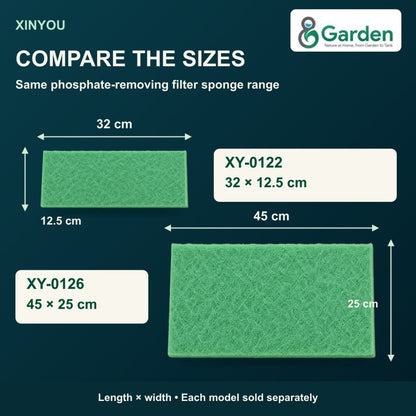 XINYOU Phosphate-Removing Filter Sponge – sheet size comparison