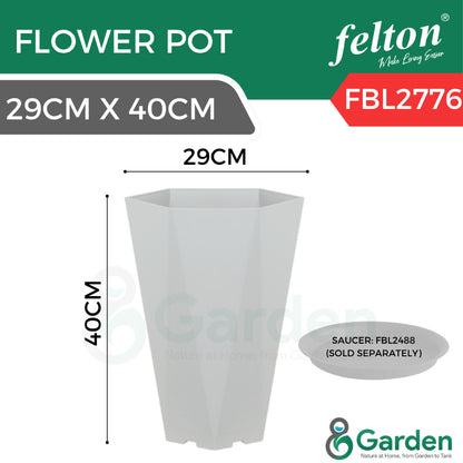 Felton Hexagon Plastic Flower Pots 2774/2775/2776/2777/2778 – product and size guide