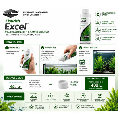 Seachem Flourish Excel Liquid Carbon for Planted Aquariums – 100 mL – product information