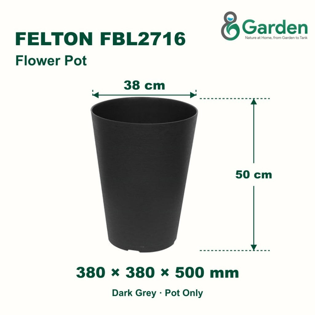 Felton FBL2716 Round Plastic Flower Pot 38cm – product and size guide