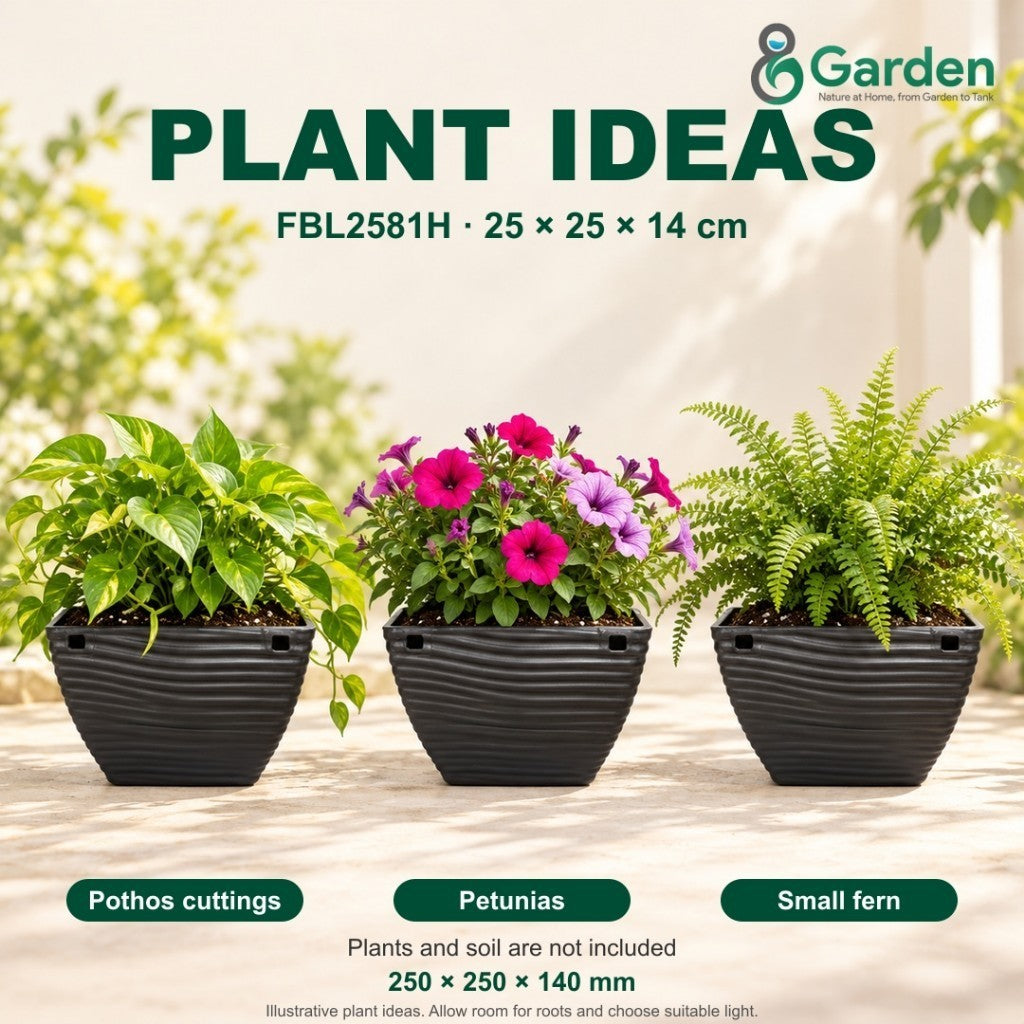 Felton FBL2581H Square Plastic Flower Pot 25cm – product and size guide
