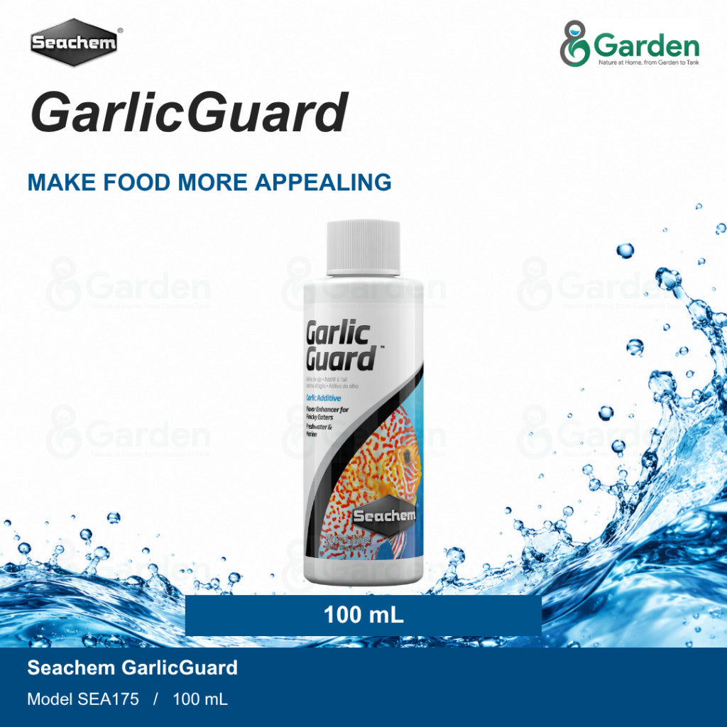 Seachem GarlicGuard Garlic Fish Food Soak – 100 mL / 250 mL / 500 mL – product information