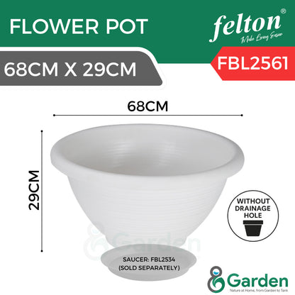 Felton Round Plastic Flower Pots 2464/2465/2456/2457/2458/2561 – product and size guide
